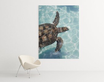 Tropical turtle canvas art, wall decor, wall art, tropical wall art, wall hanging, tropical painting, turtle painting, wall poster, painting