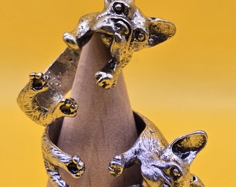 French Bulldog Ring - Adjustable Bold Vintage Style