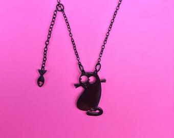 Adorable Black Cat Necklace