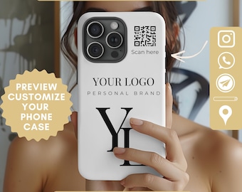 Custom Phone Case with Logo and QR Code, Customized Case Matte, Customized Case Iphone Logo, Business Social Media, Custom Business Logo