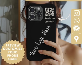 Custom Phone Case with Logo and QR Code, Customized Case Matte, Customized Case Iphone Logo, Business Social Media, Custom Business Logo
