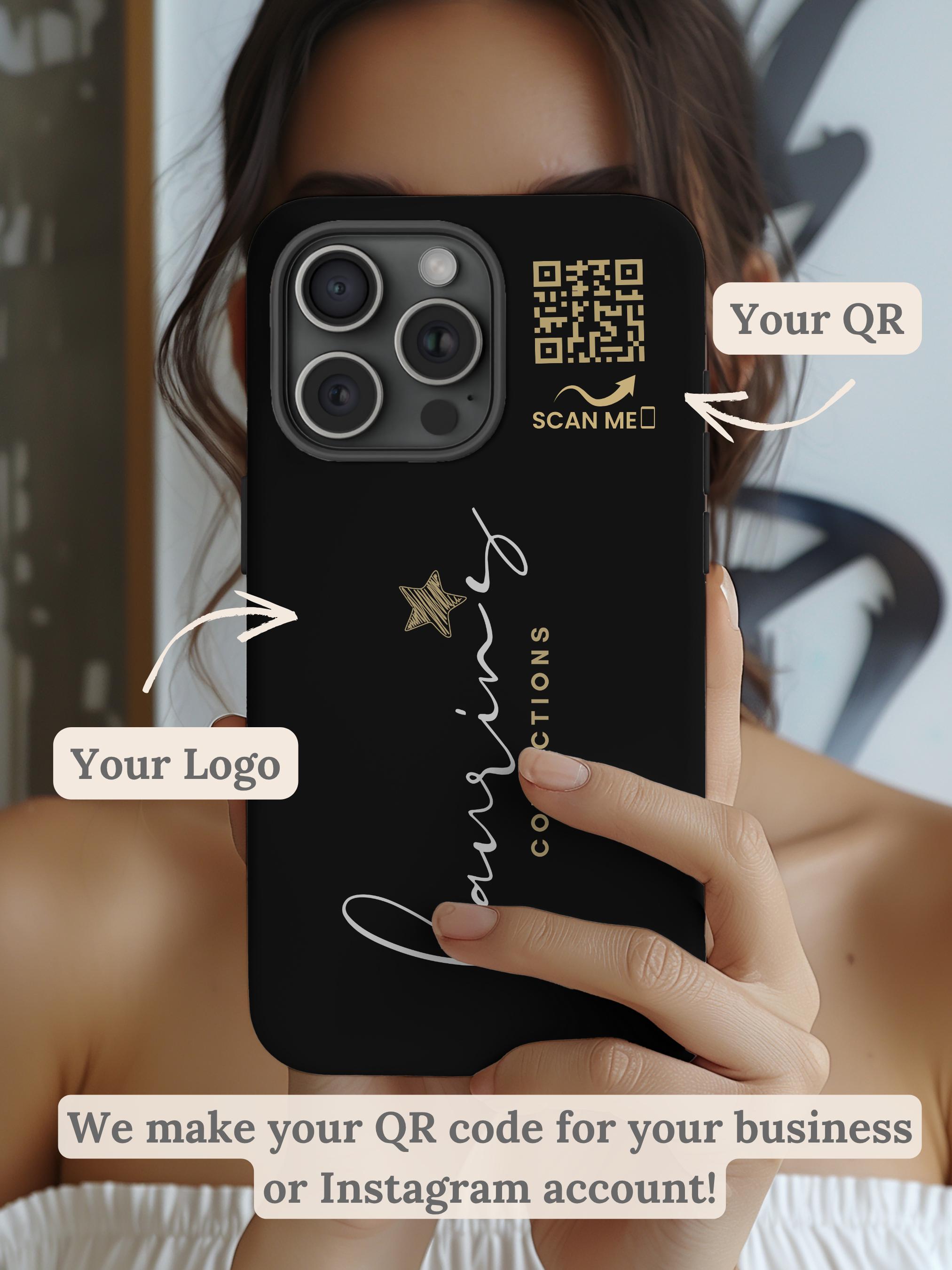 Custom Phone Case with Logo and QR Code, Customized Case Matte, Customized Case Iphone Logo, Business Social Media, Custom Business Logo