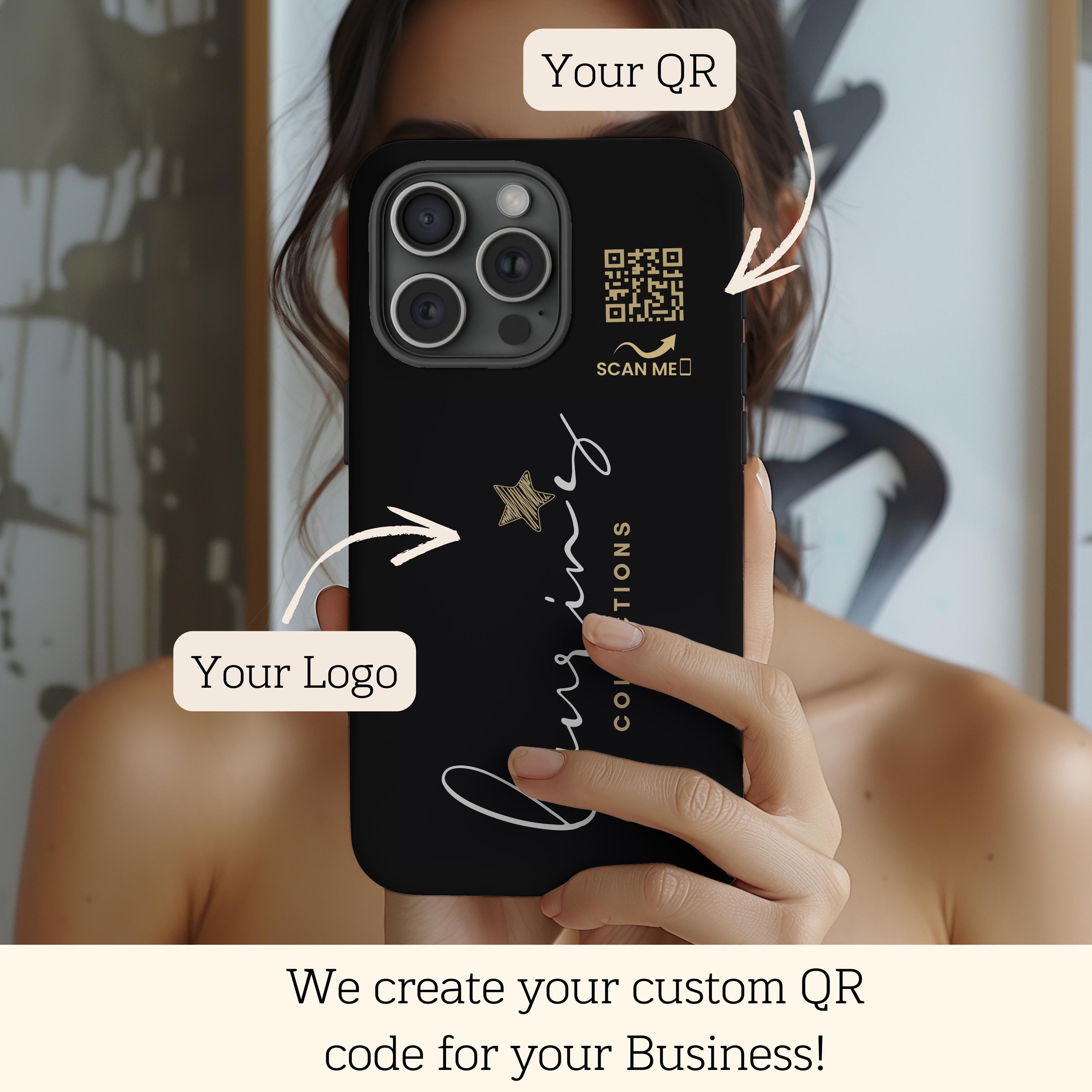 Custom Phone Case with Logo and QR Code, Customized Case Matte, Customized Case Iphone Logo, Business Social Media, Custom Business Logo