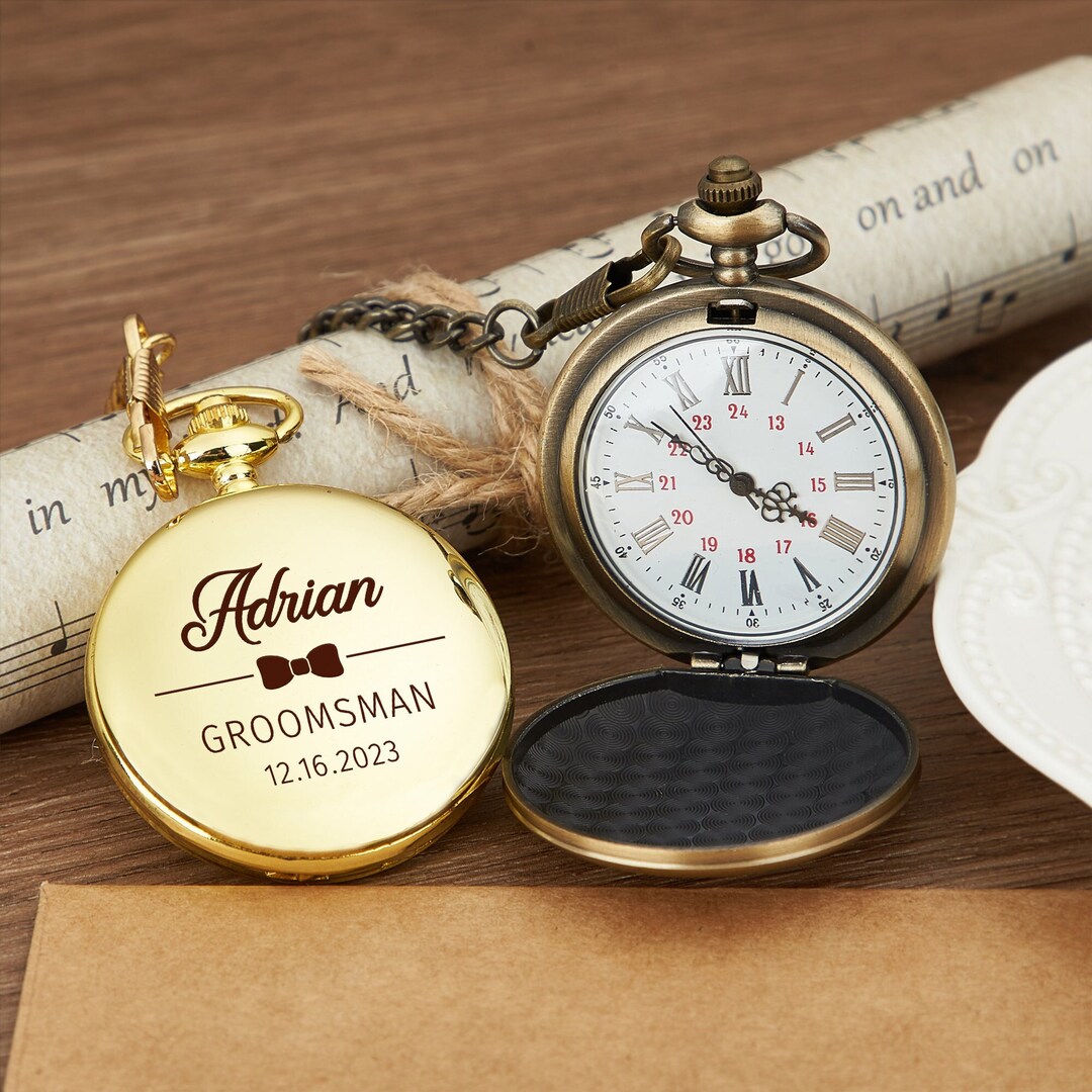 Custom Pocket Watch Personalized Groomsman Gift Pocket Watch Etsy