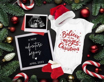 Anúncio de Natal para Bebê Editável: Quadro com Cartas do Papai Noel (Digital)