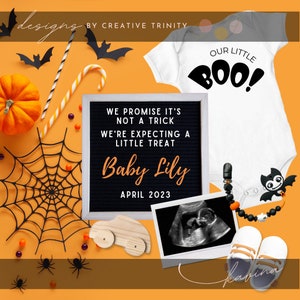 Editable Halloween Pregnancy Announcement: Social Media Letter Board (Digital Download)