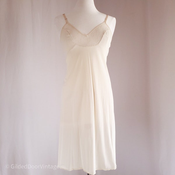 Vintage Vanity Fair Ivory White Dress Slip Lingerie for Women Foundation Garment