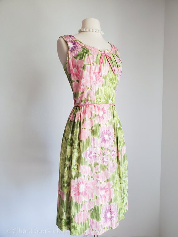 Vintage 1960s Trude of California Pink Green & Pu… - image 1