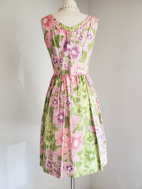 Vintage 1960s Trude of California Pink Green & Pu… - image 2