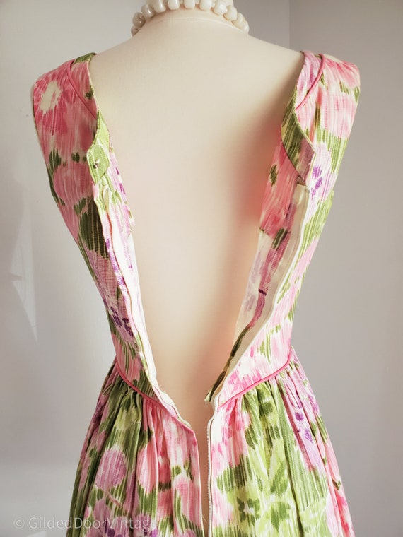 Vintage 1960s Trude of California Pink Green & Pu… - image 3