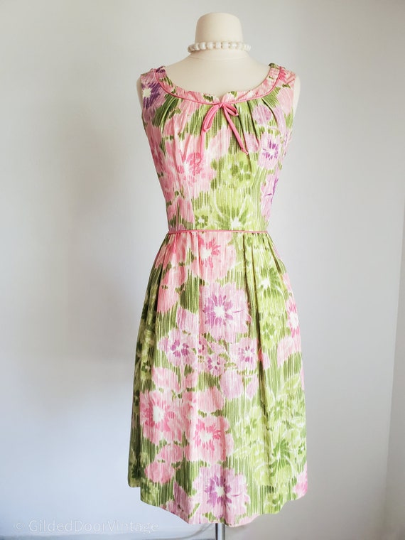 Vintage 1960s Trude of California Pink Green & Pu… - image 9