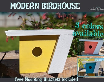 Birdhouse Modern Handmade for outdoors and garden decor Modern Birdhouse housewarming gift and bird lover for patio decoration