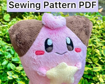 Digital Sewing Pattern - Pink Moon Dancing Fairy-Type, with Star, Pocket Monster Plush, PDF Digital Download