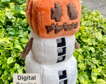 Snow Pumpkin Golem Sewing Pattern: Craft & Mine Plush (PDF Download)
