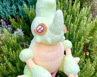 Hand Crafted Plush - Soft Green and Yellow Hercules Plush, 14” Tall, Ready to Post.