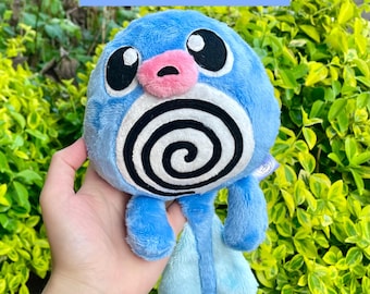 Handmade Water Spiral Frog Plush, Pocket Monster Plushie, Happy/Sad