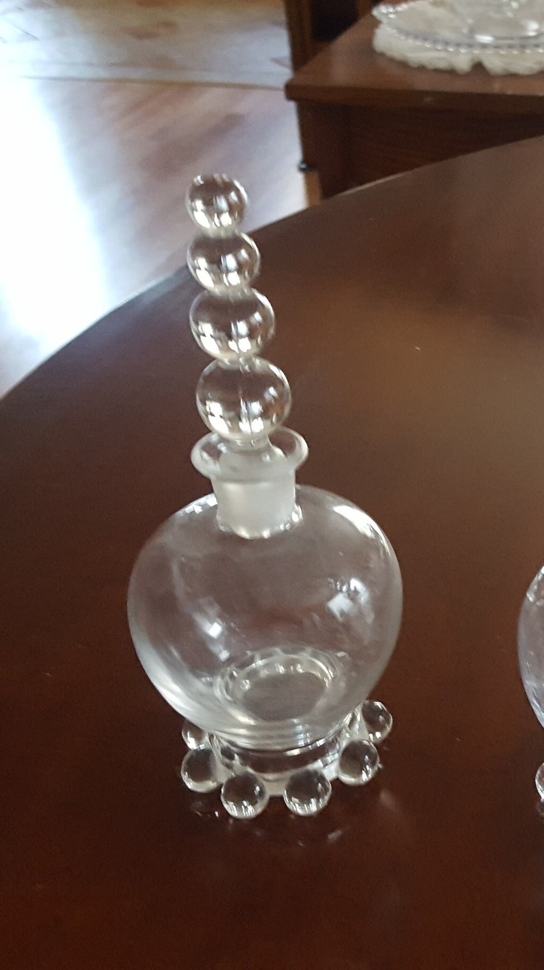 Cologne/perfume Bottle and 4 Beaded Stopper in Imperial Candlewick