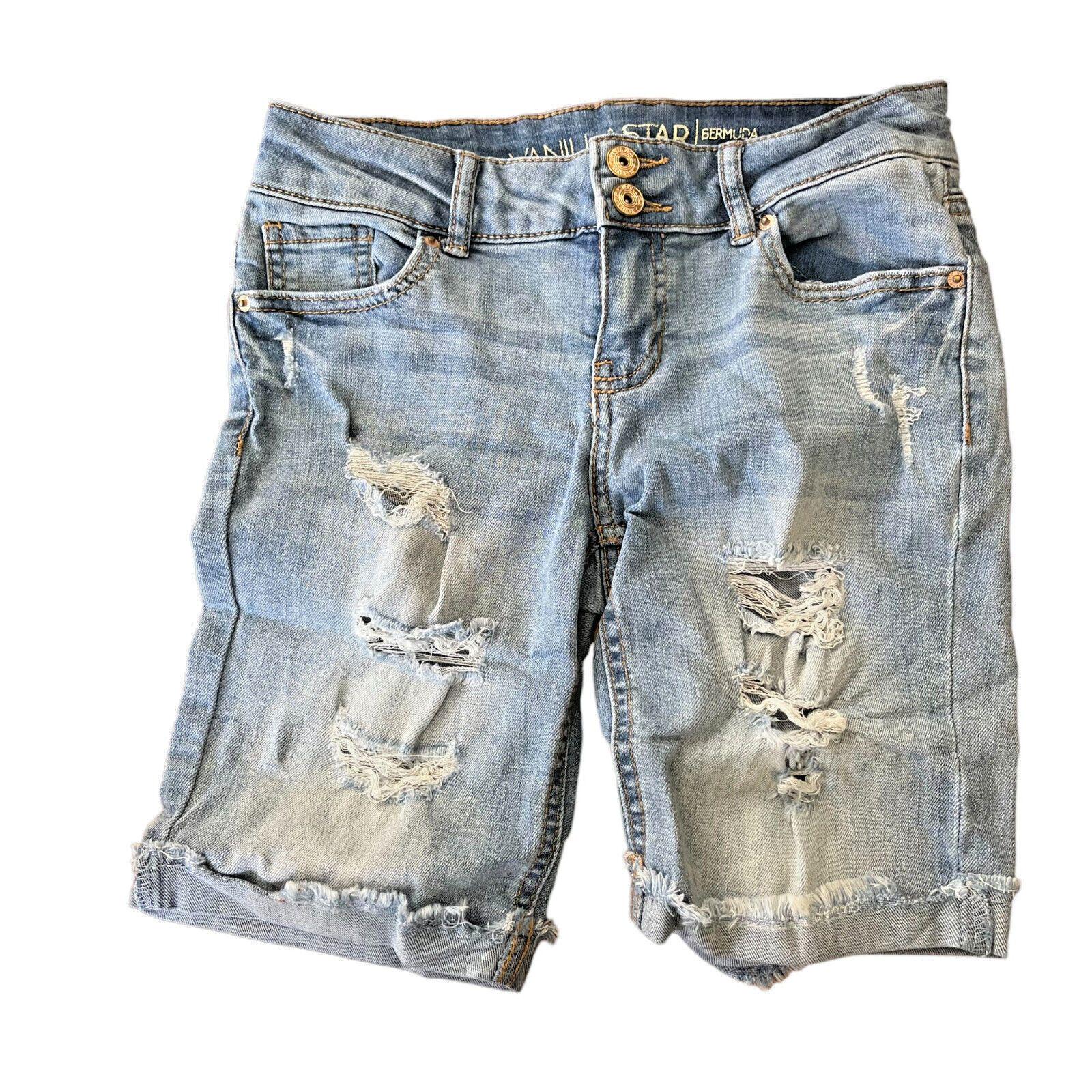 Vanilla Star Jeans Shorts Junior 3 Low Rise Stretch Distressed (Sz3 W26)