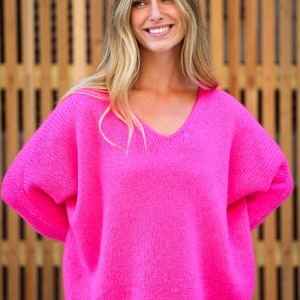 The Alisa Mohair Mix V Neck Jumper. Relax Fit Jumper, Made in Italy.  One Size 10-18