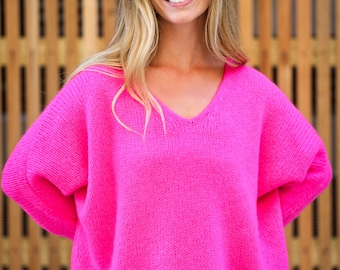 Relax Fit Mohair V-Neck Jumper: Fit Size 10- 18 Italian Knitwear