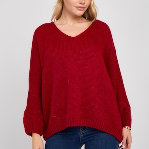 Mohair Blend V-Neck Jumper: Relaxed Fit Italian Knitwear