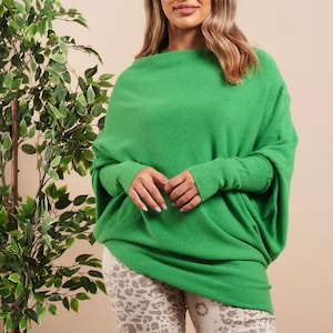 The Gemma  Super Soft Asymmetric Draped Jumper. Made in Italy.  One Size 8-16