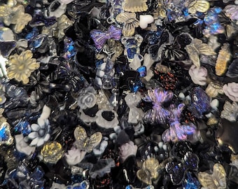 200pcs Black/White/Shimmer Assorted Mix 3D Kawaii Nail Charms, Nail Art, Cute nail decoration, Nail Charms