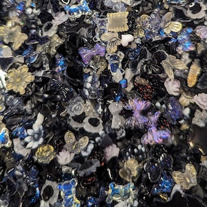 200pcs Black/White/Shimmer Assorted Mix 3D Kawaii Nail Charms, Nail Art, Cute nail decoration, Nail Charms