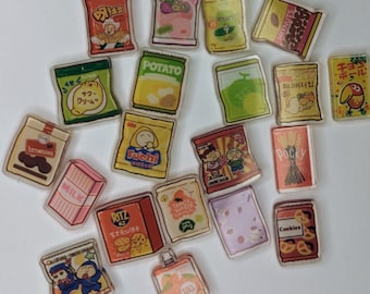 20pcs Kawaii Chips, Food Drink Acrylic Flatback Charms – DIY Keychain, Phone Case, Jewelry, Decoden & Craft Supplies