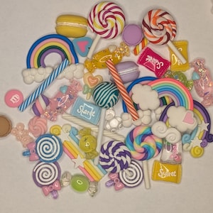 20pcs Candy Mix Flatback Resin Cabochon Charms – Kawaii DIY Decoden, Phone Case, Jewelry & Craft Supplies