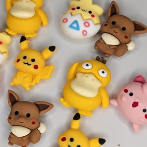 10pcs Pokemon Flatback Resin Cabochon Charms – DIY Decoden, Phone Case, Croc Charms, Jewelry & Craft Supplies