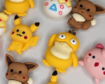10pcs Pokemon Flatback Resin Cabochon Charms – DIY Decoden, Phone Case, Croc Charms, Jewelry & Craft Supplies