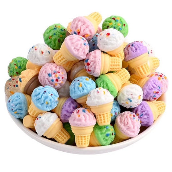 10 - Ice Cream Resin Charms, Cabochon Charms, decoden charms, croc charms, diy charms, slime charm, kawaii