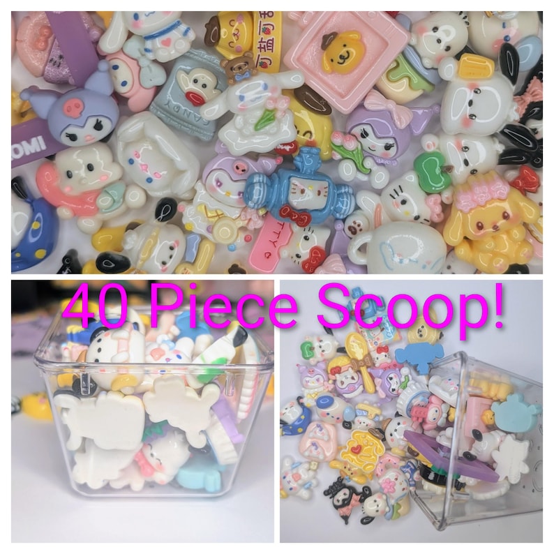 40-Piece Bulk Kawaii Hello Kitty Sanrio Flatback Resin Cabochon Charms – Random Mix, DIY Decoden, Phone Case & Craft Supplies image 1