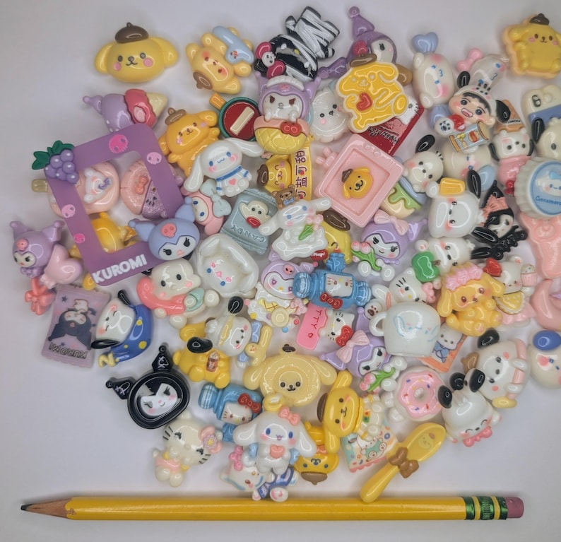 40-Piece Bulk Kawaii Hello Kitty Sanrio Flatback Resin Cabochon Charms – Random Mix, DIY Decoden, Phone Case & Craft Supplies image 5