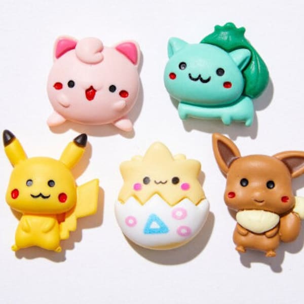 10 - Pikachu resin charms, cabochon, DIY,  Kawaii, Cabochon Charms, decoden charms, cabochons, resin charms, pokemon, slime charm