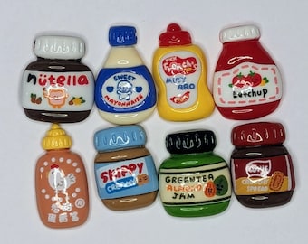 10pcs - Kawaii Condiments Resin Flatback Cabochon Charm, DIY charms, Decoden Charms, phone case charm, nail charm, craft charms