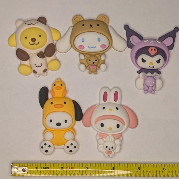 3pcs Kawaii Hello Kitty Friends Flatback Resin Cabochon Charms – Large Plushie Decoden, DIY Phone Case, Jewelry & Craft Supplies