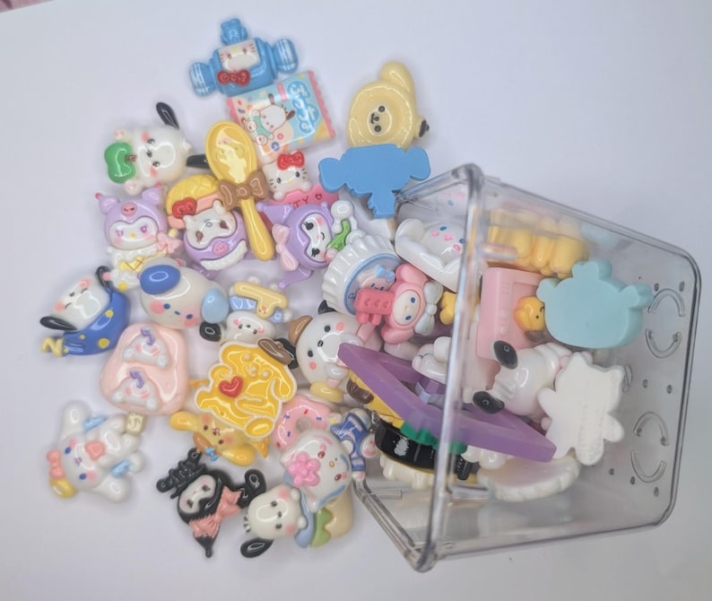 40-Piece Bulk Kawaii Hello Kitty Sanrio Flatback Resin Cabochon Charms – Random Mix, DIY Decoden, Phone Case & Craft Supplies image 2