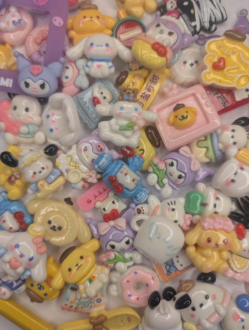 40-Piece Bulk Kawaii Hello Kitty Sanrio Flatback Resin Cabochon Charms – Random Mix, DIY Decoden, Phone Case & Craft Supplies image 6
