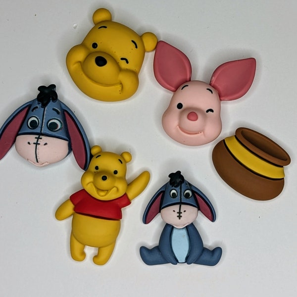 6 -  Winnie the Pooh and Friends, Charms Nails DIY, DIY charms, Cabochon Charms, decoden charms, cabochons, resin charms