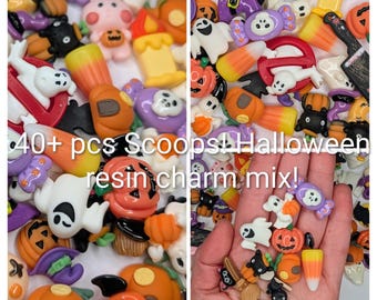 40pcs Bulk Kawaii Halloween Flatback Resin Cabochon Charms – Random Halloween Mix, DIY Decoden, Phone Case, Jewelry & Craft Supplies