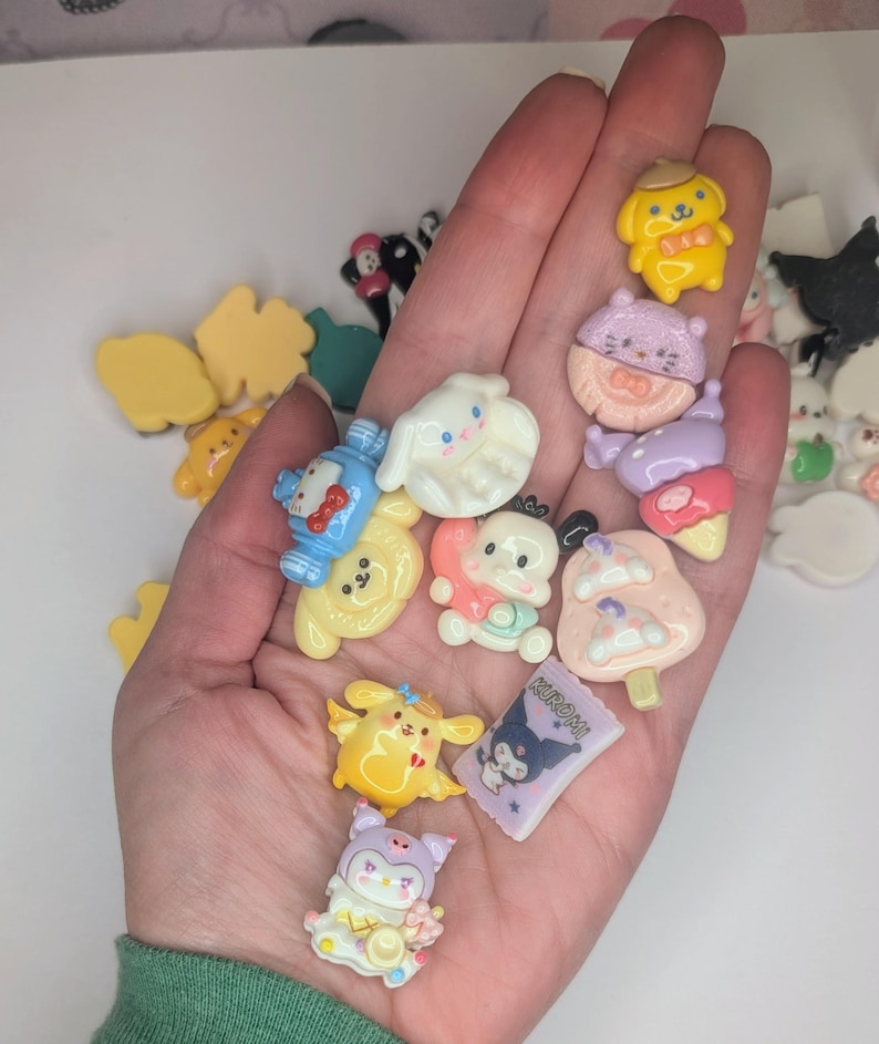 40-Piece Bulk Kawaii Hello Kitty Sanrio Flatback Resin Cabochon Charms – Random Mix, DIY Decoden, Phone Case & Craft Supplies image 4