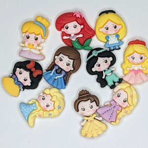 10 - Disney Princess Resin Flatback,  DIY,  Kawaii, Cabochon Charms, decoden charms, cabochons, resin charms, bow charms