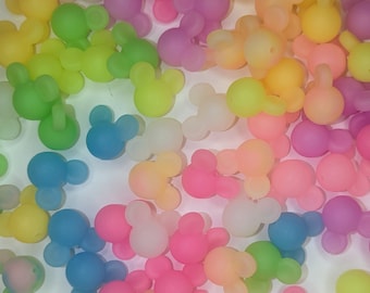 10pcs Mick Mouse Glow-in-the-Dark Silicone Beads – Focal Beads, DIY Jewelry, Pen Making, Keychains & Spacer Beads