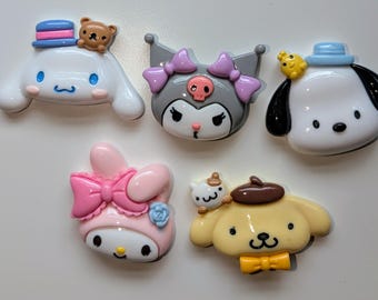 5pcs-Large Hello Kitty Flatback Resin Cabochon Charms – Kawaii Decoden, DIY Phone Case, Jewelry & Craft Supplies