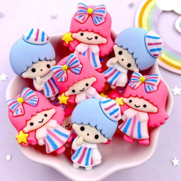 10 - Little Twin Stars Resin Charms, Cabochon Charms, decoden charms, croc charms, diy charms, slime charm