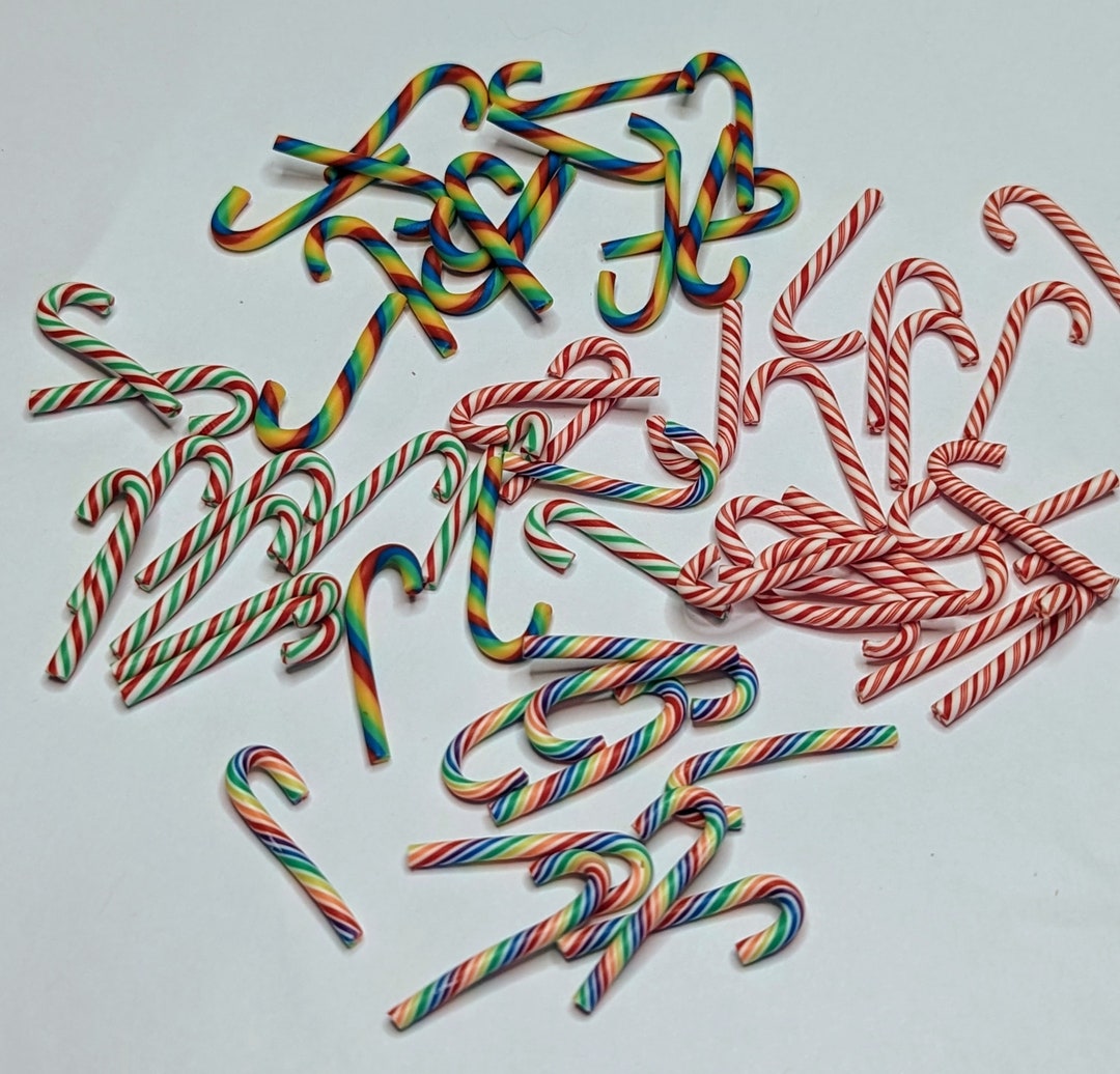 10 Small Candy Cane Resin Charms Christmas Charm DIY Etsy