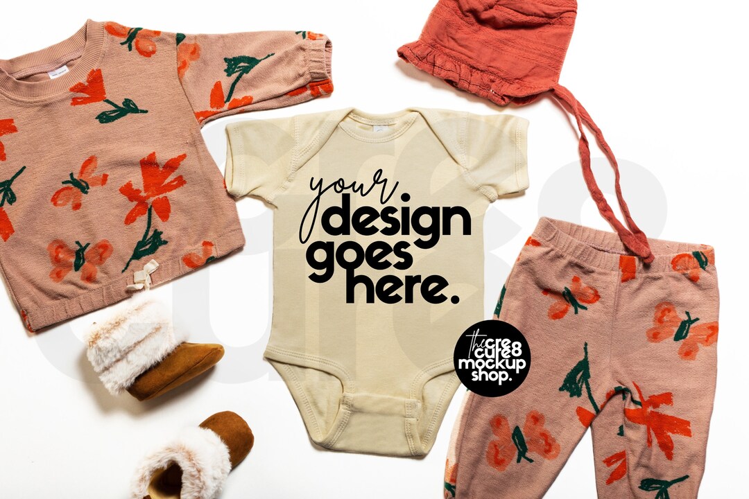 Natural Baby Onesie Flat Lay Mock up SVG Sublimation Mockup for Baby