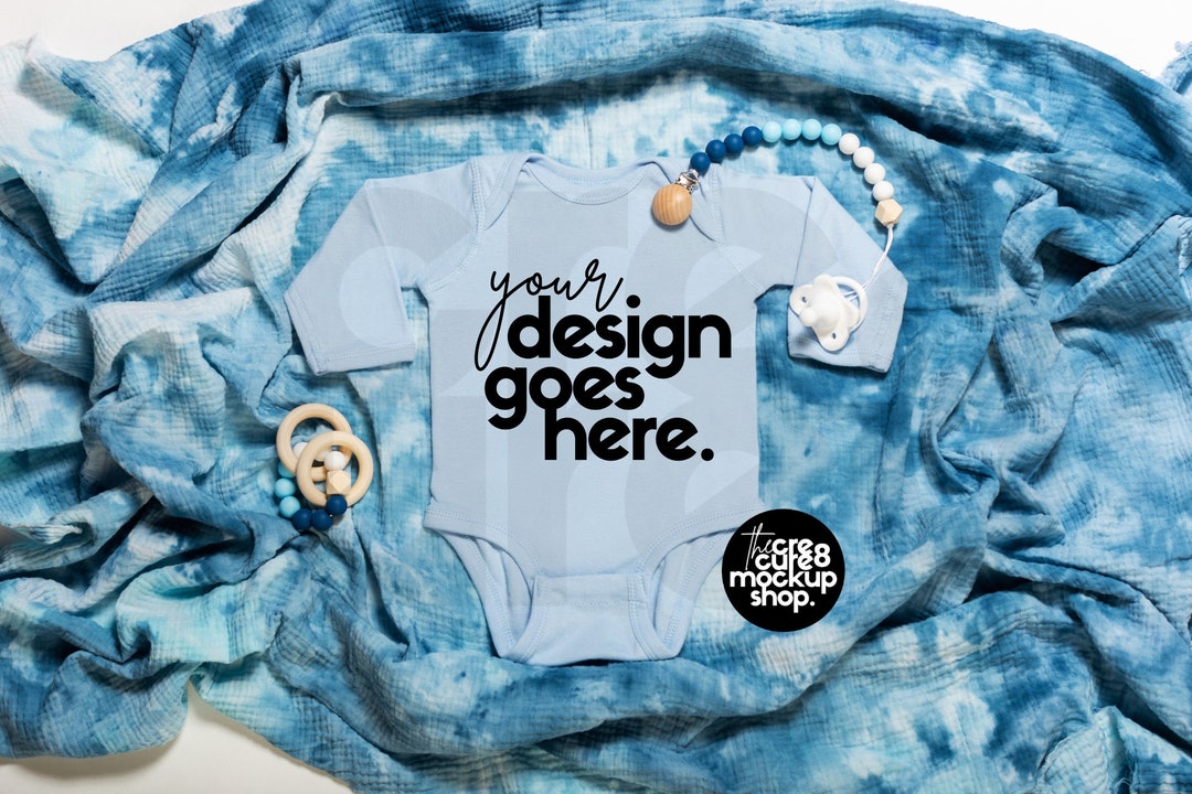 Baby Blue Onesie Flat Lay Mock up SVG Sublimation Mockup for Baby
